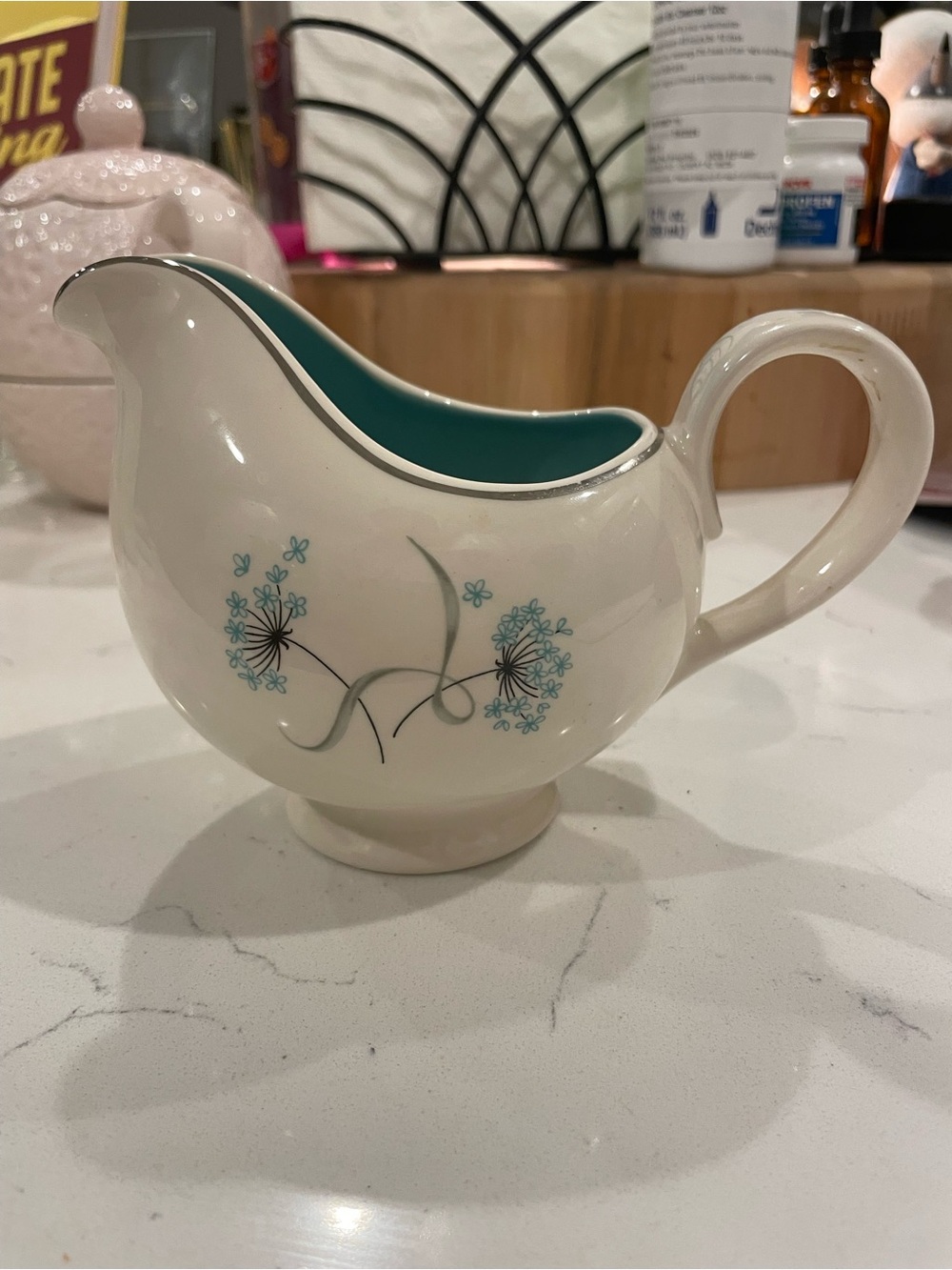 Blue Lace earthenware creamer small chip on the bottom.  RARE by TS&T